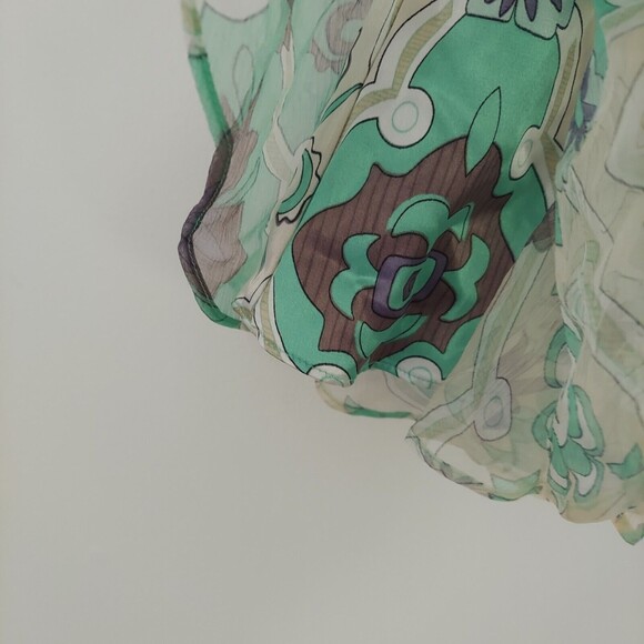 ECI Green Silk Tank Top Size 10 Sleeveless Blouse Flowy V-Neck - Picture 9 of 12